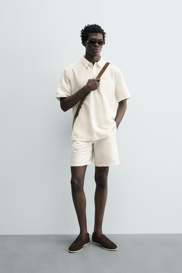 Zara REGULAR FIT HEMP COTTON SHORTS - White - Image 0