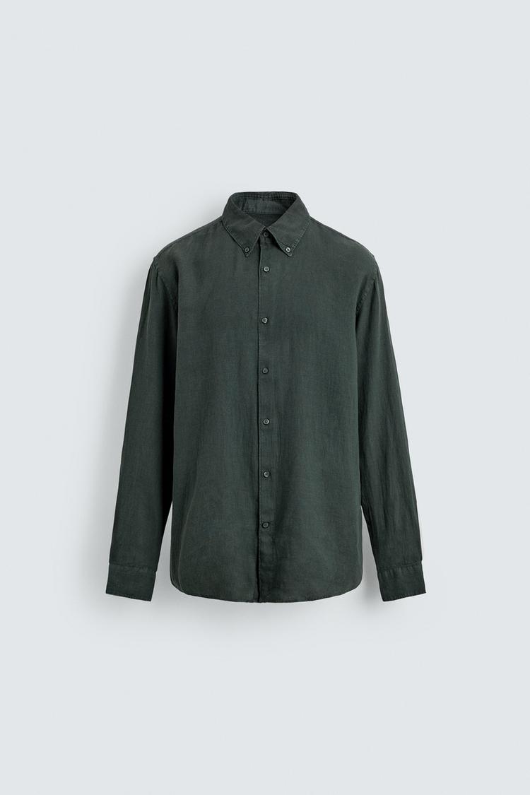 ZARA 100% LINEN REGULAR FIT SHIRT
