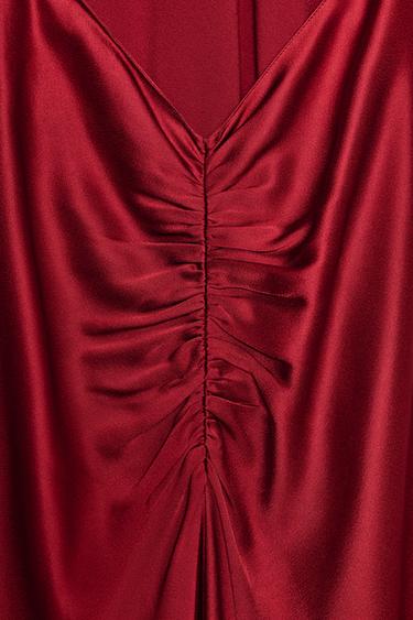 ROBE HALTER SATINÉE ZW COLLECTION - Rouge de Zara - Image 9