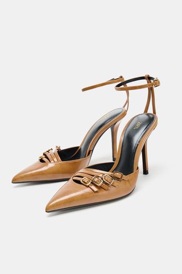 CHAUSSURES À TALONS ET BOUCLES - Marron clair de Zara - Image 1