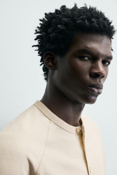 HENLEY NECK T-SHIRT - Ecru by Zara