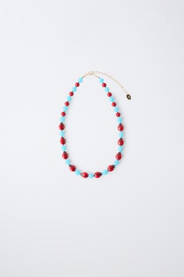 COLLAR ABALORIOS MARIQUITAS - Rojo de Zara - Imagen 0