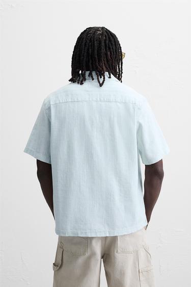 STRIPED JACQUARD SHIRT - Light blue by Zara - Image 2