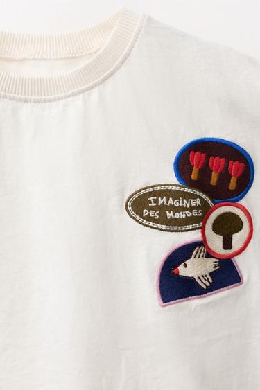 EMBROIDERED T-SHIRT - Ecru by Zara - Image 2