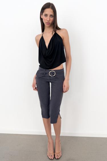 CAPRI TROUSERS WITH BELT - Dark grey by Zara - Image 0