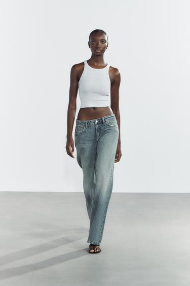 Zara RIB CROP TOP - Gray marl