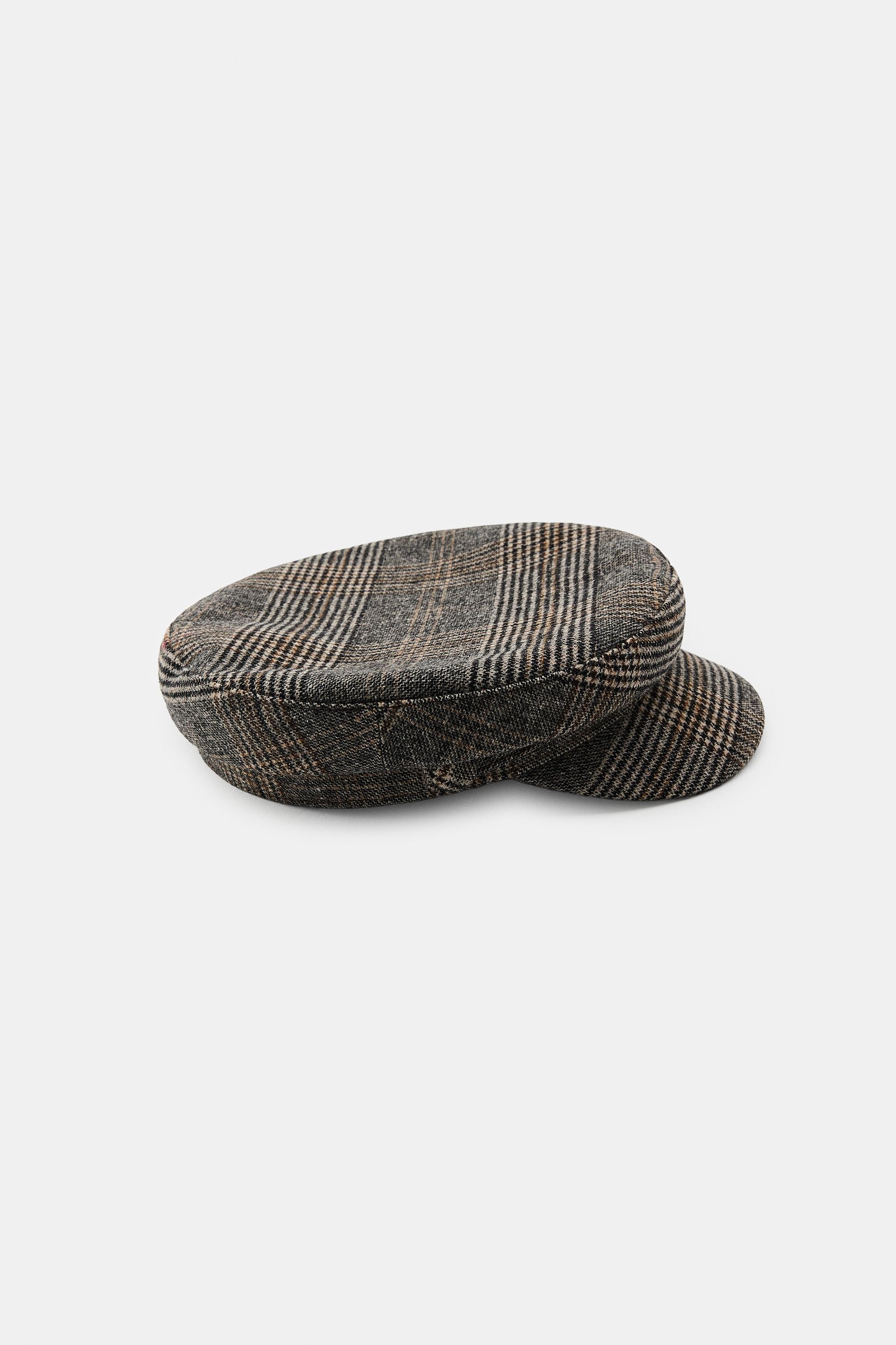 WOOL BLEND PLAID NAUTICAL CAP