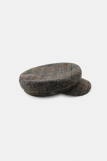 CHECK NAUTICAL CAP WITH WOOL - Grey by Zara - Image 4
