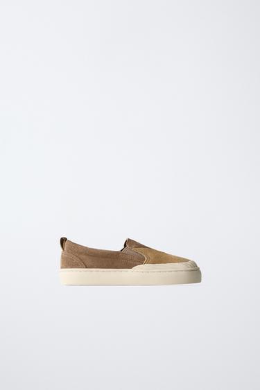 LEATHER PLIMSOLLS - Brown by Zara - Image 0