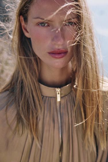 SATIN BOMBER JACKET - Brown / Taupe by Zara