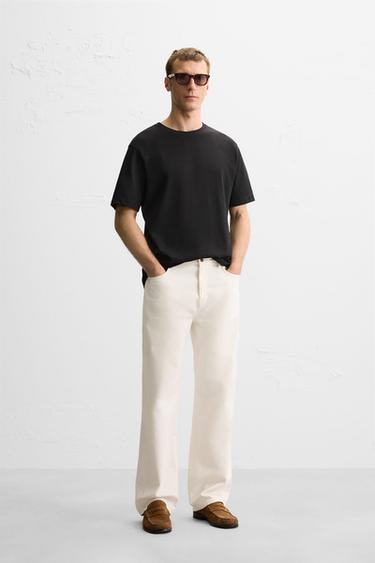 Zara BASIC MEDIUM WEIGHT T-SHIRT - Black - Image 0