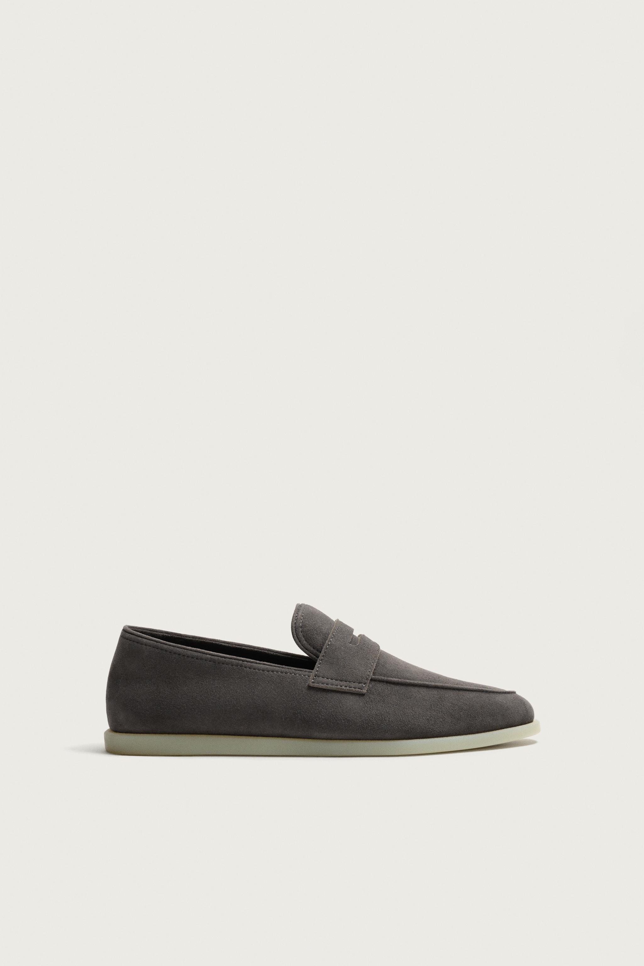 Casual Leather Loafers — Taupe Gray