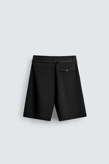 RELAXED FIT BERMUDA SHORTS WITH PLEATS AND BELT - Black by Zara - Image 7