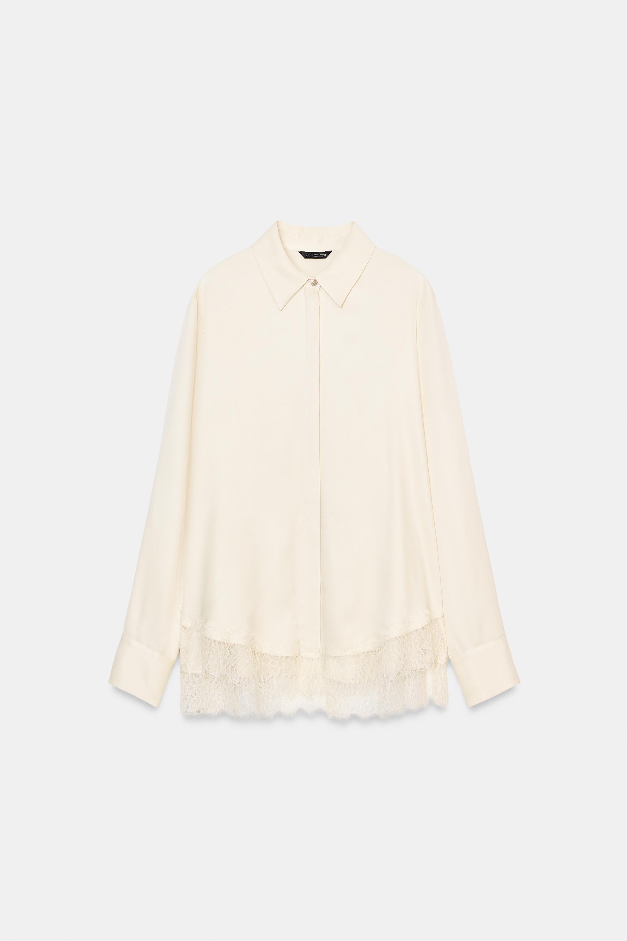 LACE SATIN EFFECT SHIRT
