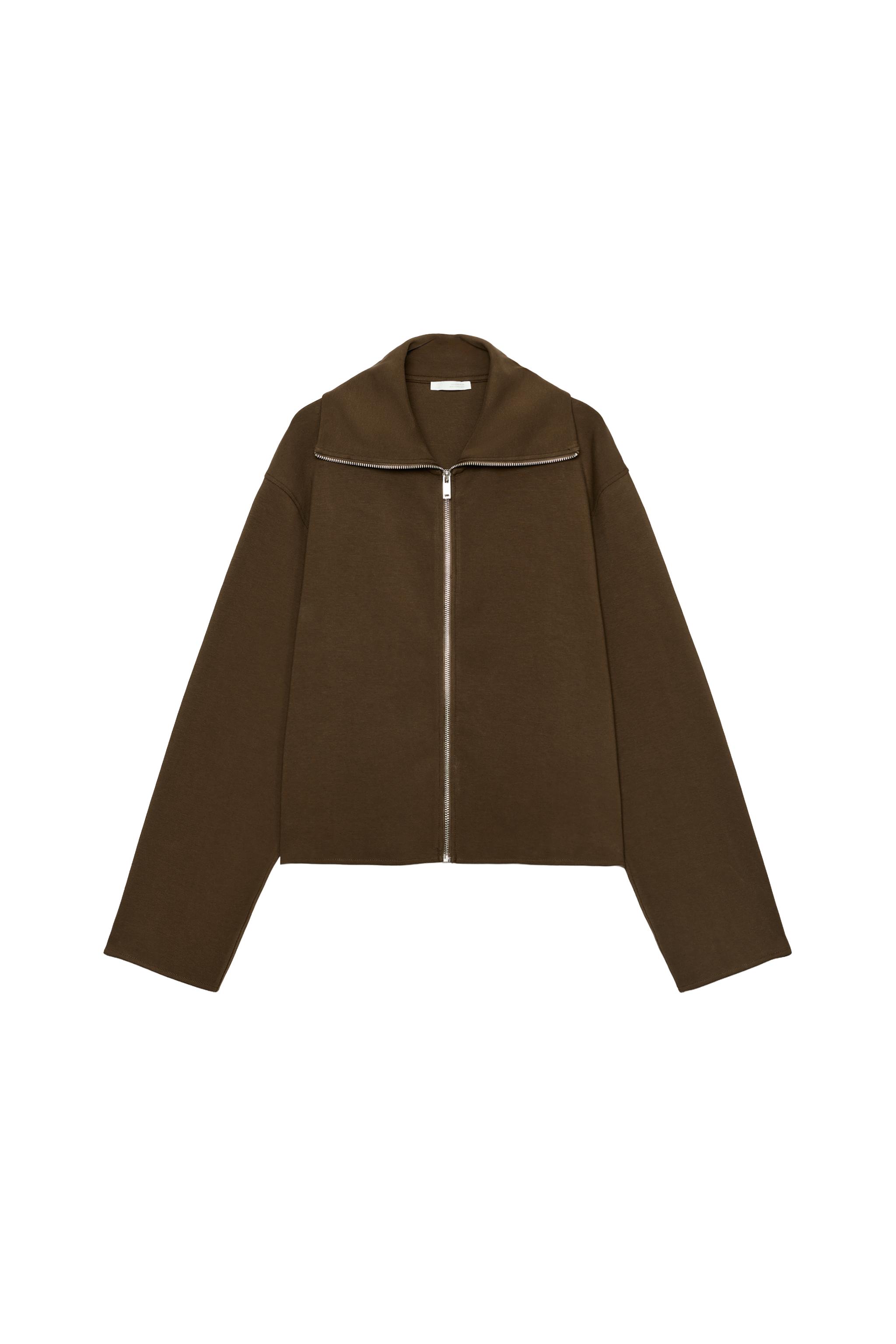 INTERLOCK ZIP-UP SWEATSHIRT - Dark olive | ZARA United States
