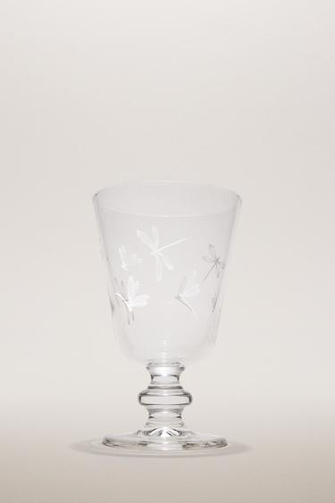 DRAGONFLY TRANSFER WINE GLASS - White by Zara