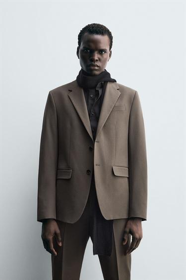 Zara COMFORT SUIT JACKET - Brown / Taupe