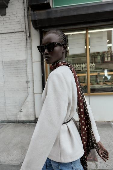 BLAZER COL ROND CEINTURE - Écru de Zara - Image 2