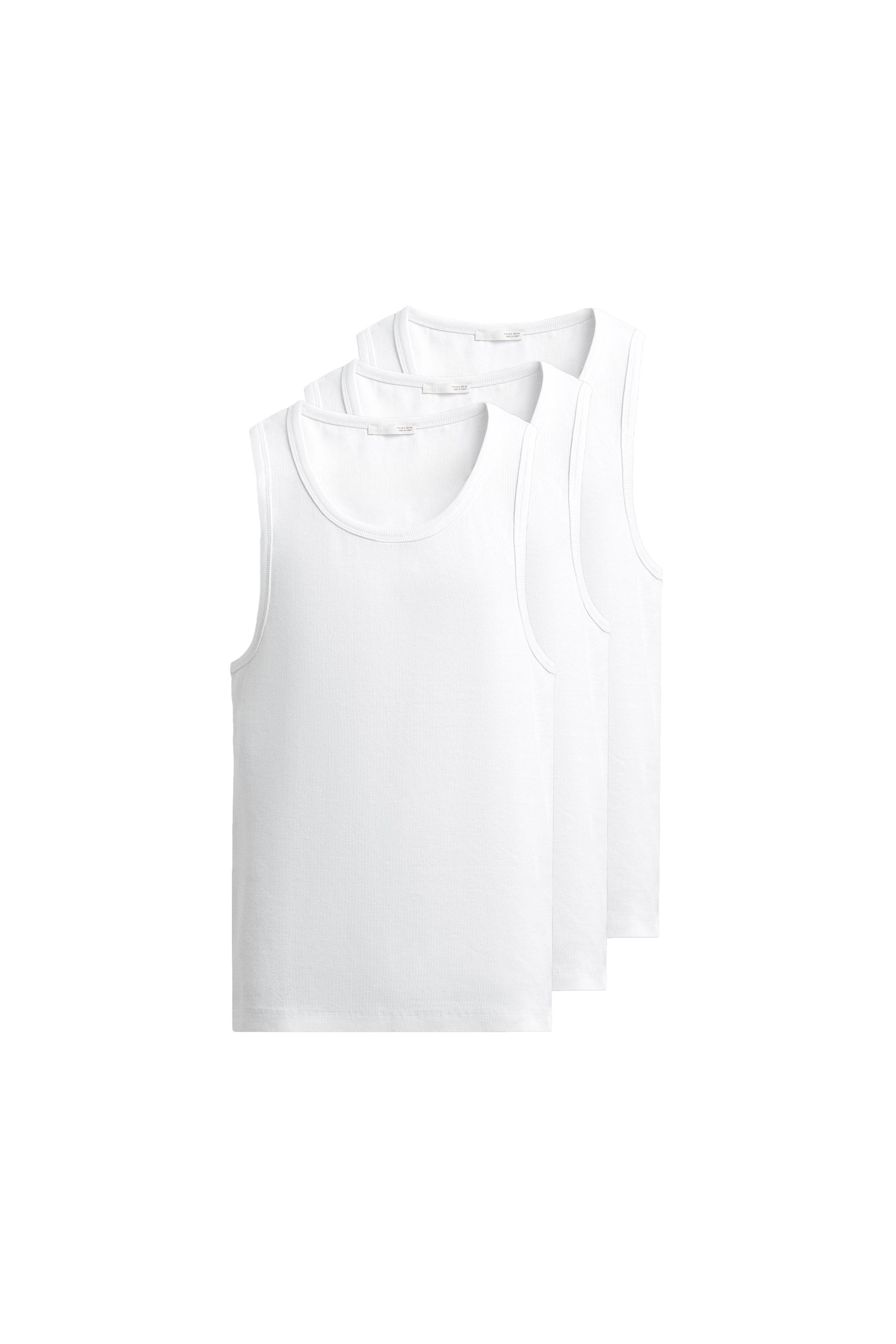 3-PACK OF BASIC SLIM FIT VEST TOPS - White | ZARA India