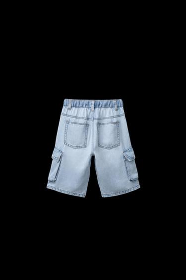 FLIESSENDE CARGO-JEANSBERMUDAS - Blau von Zara