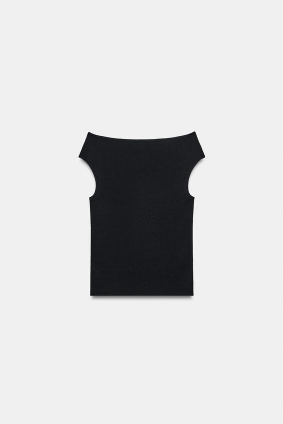 KNIT TOP WITH BOAT NECK - Navy blue by Zara - Image 0