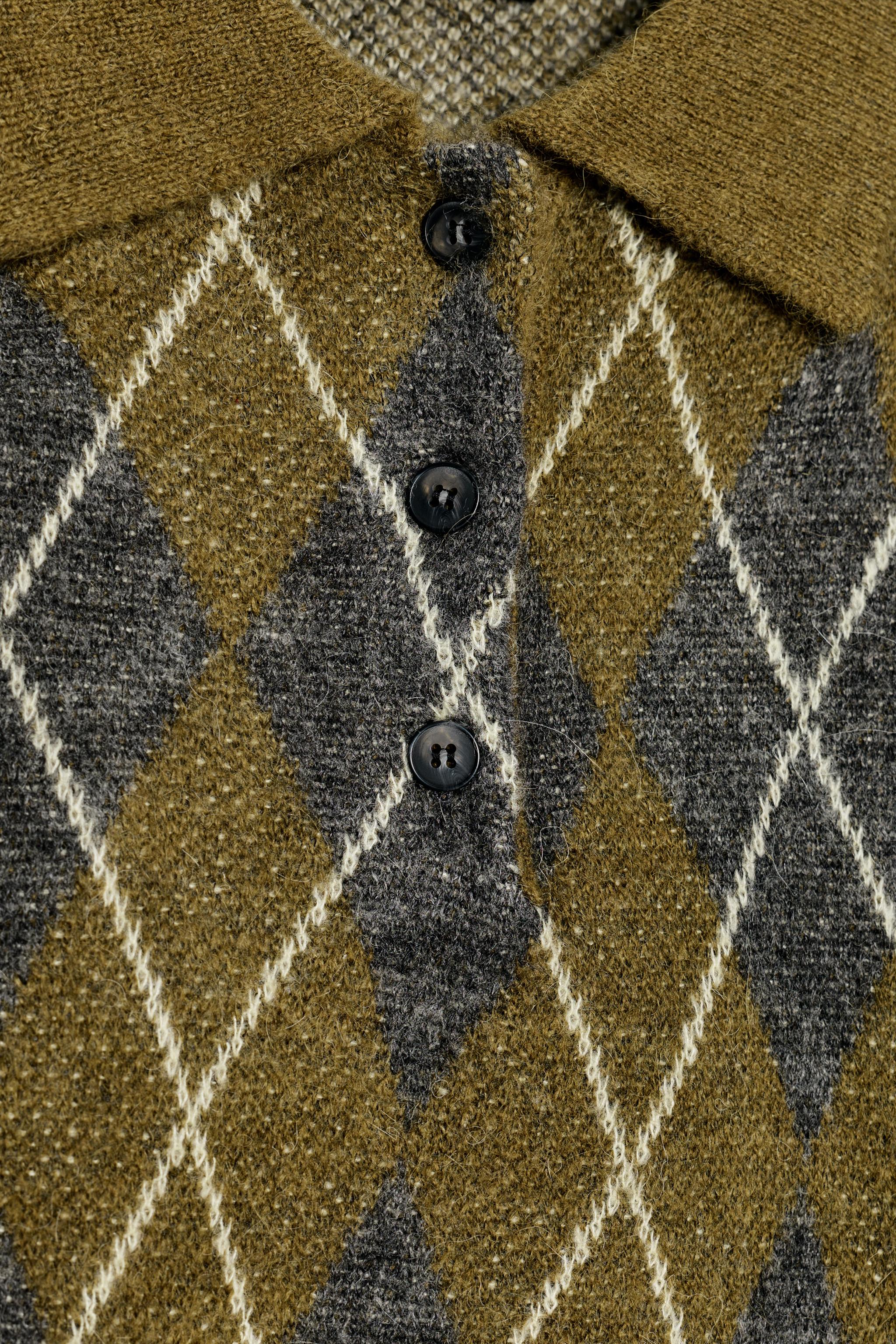 DIAMOND KNIT POLO JUMPER