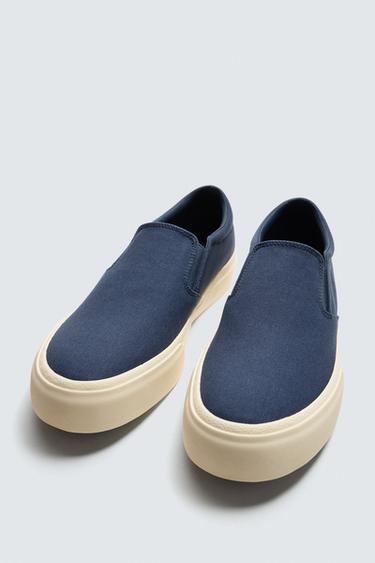 FABRIC LACELESS TRAINERS - Dark Blue by Zara - Image 5