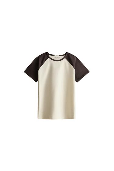 TWO-TONE COTTON T-SHIRT - Ecru by Zara