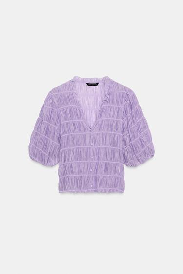 BLOUSE NID D'ABEILLE - Lilas clair de Zara - Image 5