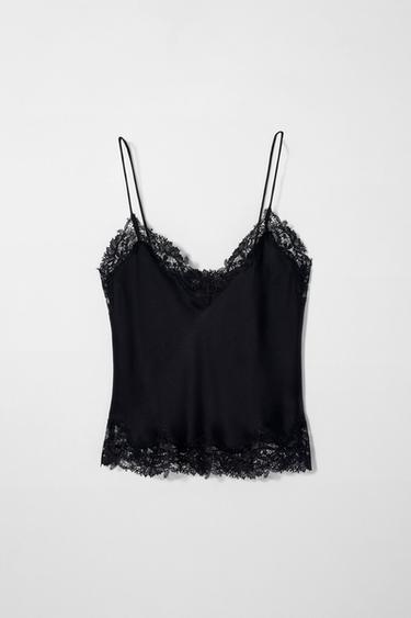 Zara SILK CAMISOLE TOP KATE MOSS X ZARA - Black