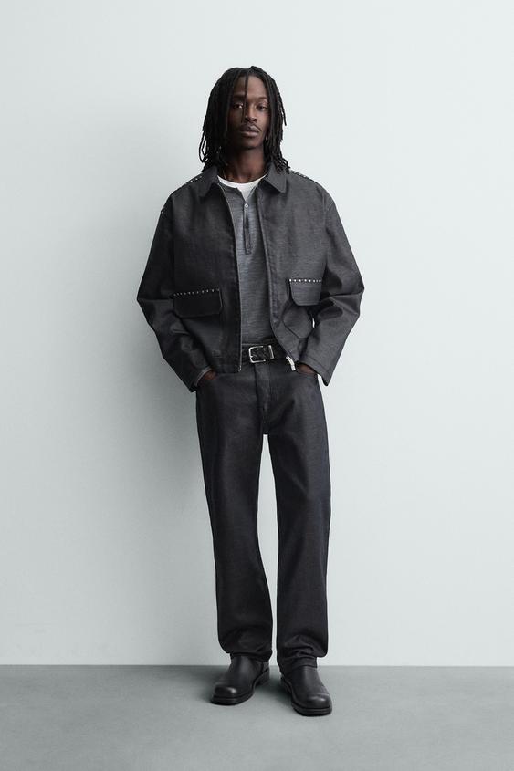 WAXED FINISH STRAIGHT FIT JEANS