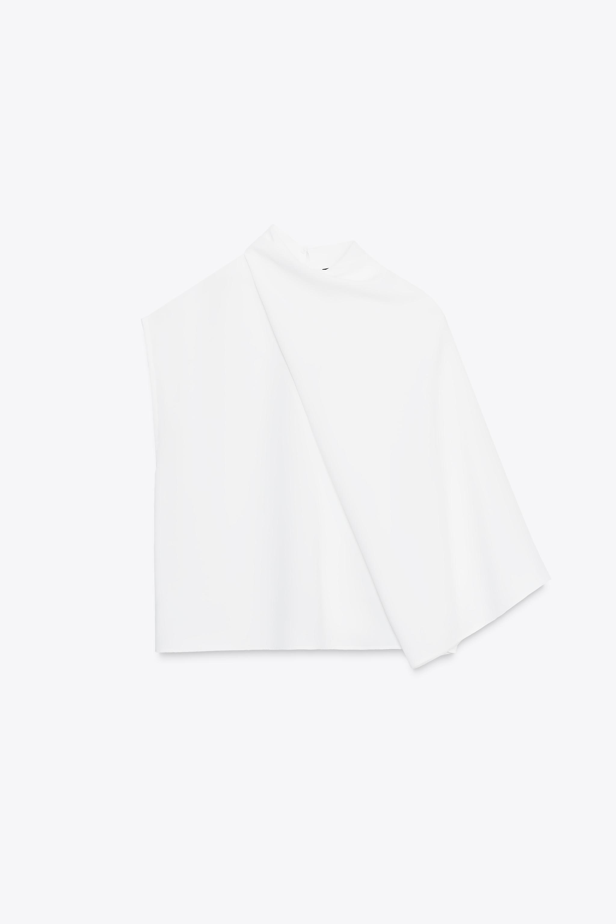 ASYMMETRIC CREPE CAPE TOP - Oyster-white | ZARA United States