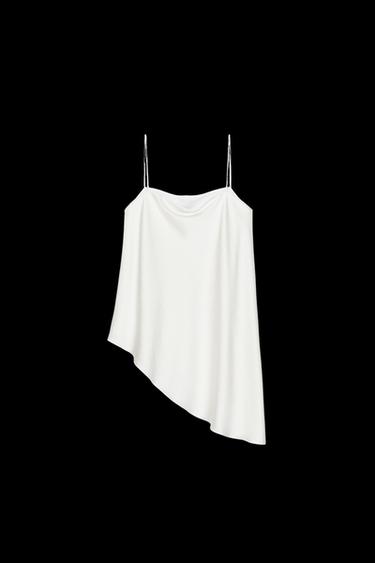 Zara ZW COLLECTION SATIN ASYMMETRIC TOP - White - Image 0