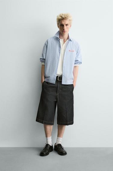 STRIPED SHIRT WITH SLOGAN PRINT - striped by Zara - Image 0