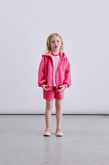 SWEAT ZIPPÉ AVEC INSCRIPTION EN RELIEF SPORT - Fuchsia de Zara
