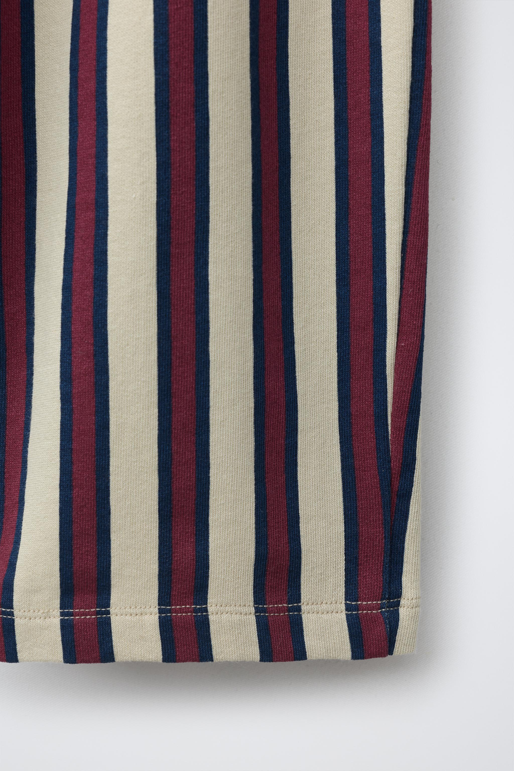 STRIPED FLEECE WIDE LEG PANTS