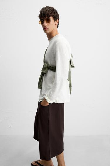 OVERSIZED FIT PLEATED BERMUDA SHORTS - Brown by Zara - Image 5