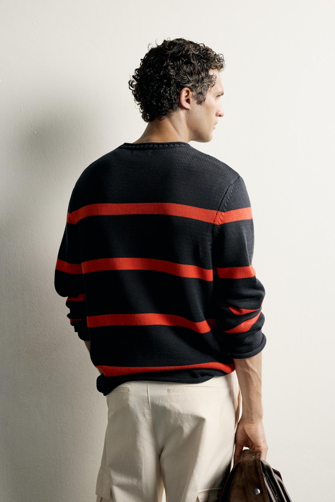 RELAXED FIT STRIPED JUMPER — striped