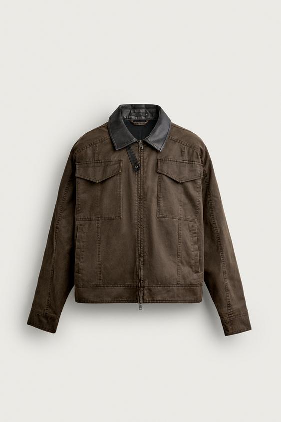 WAXED EFFECT RELAXED FIT JACKET - Brown by Zara - Image 0