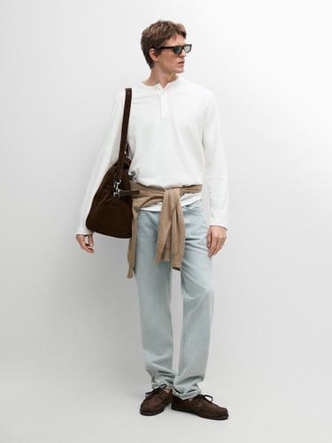 Zara Long sleeve henley neck T-shirt - White - Image 0