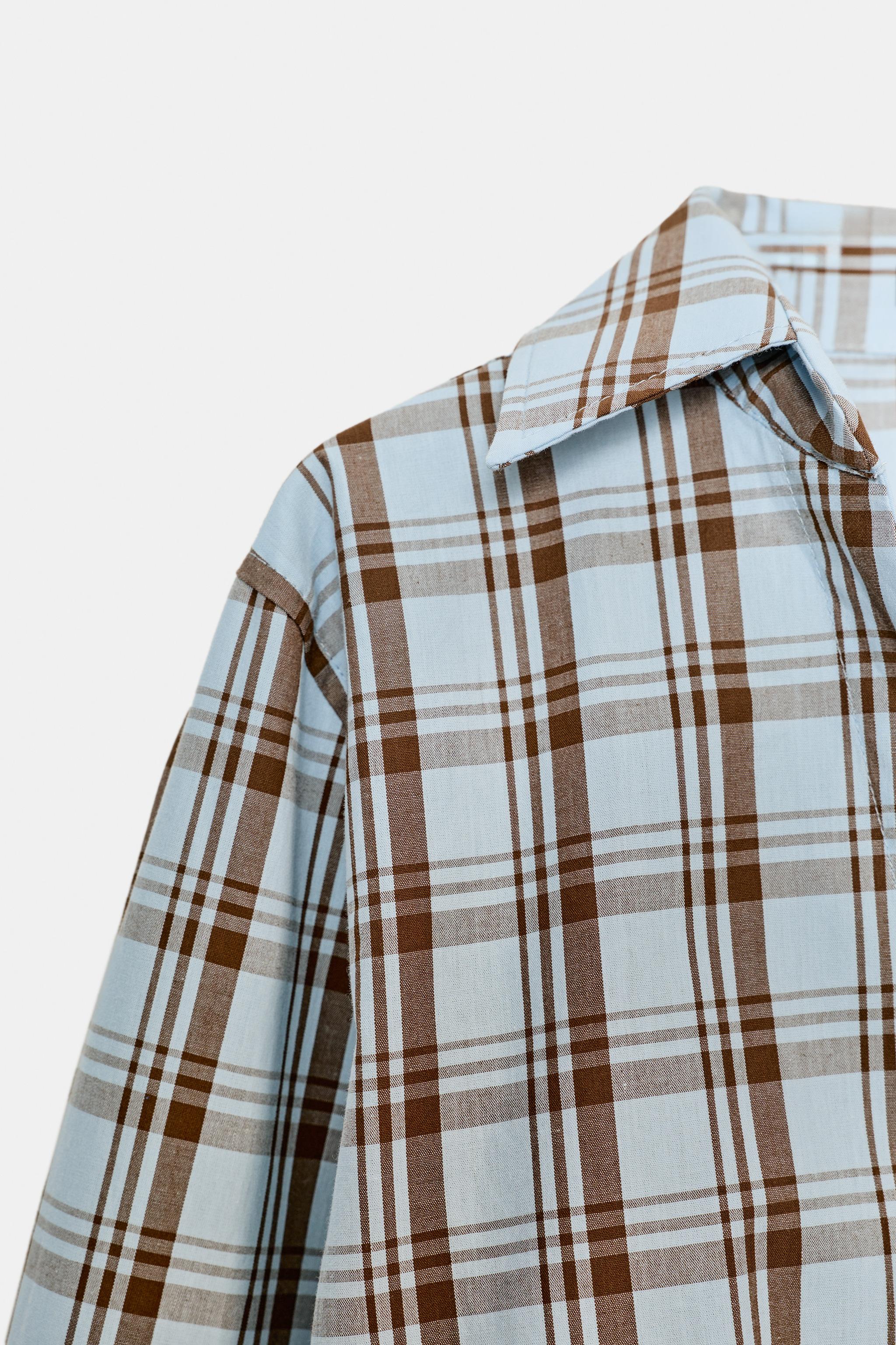 PLAID WRAP POPLIN SHIRT
