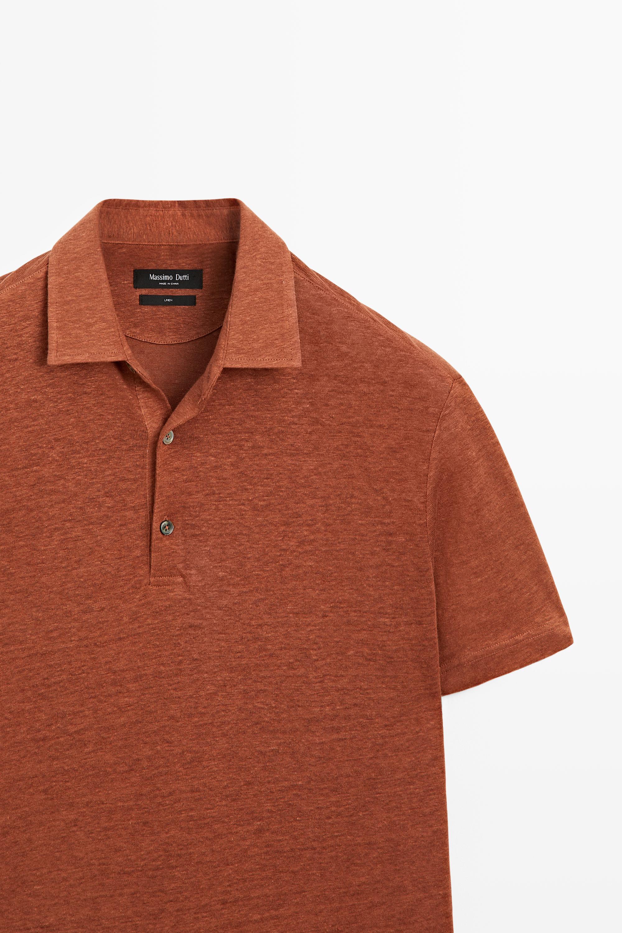 Polo 100 % lin à manches courtes