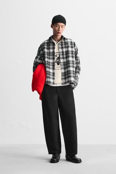 RELAXED FIT CHECK SHIRT - Black / White by Zara - Image 0