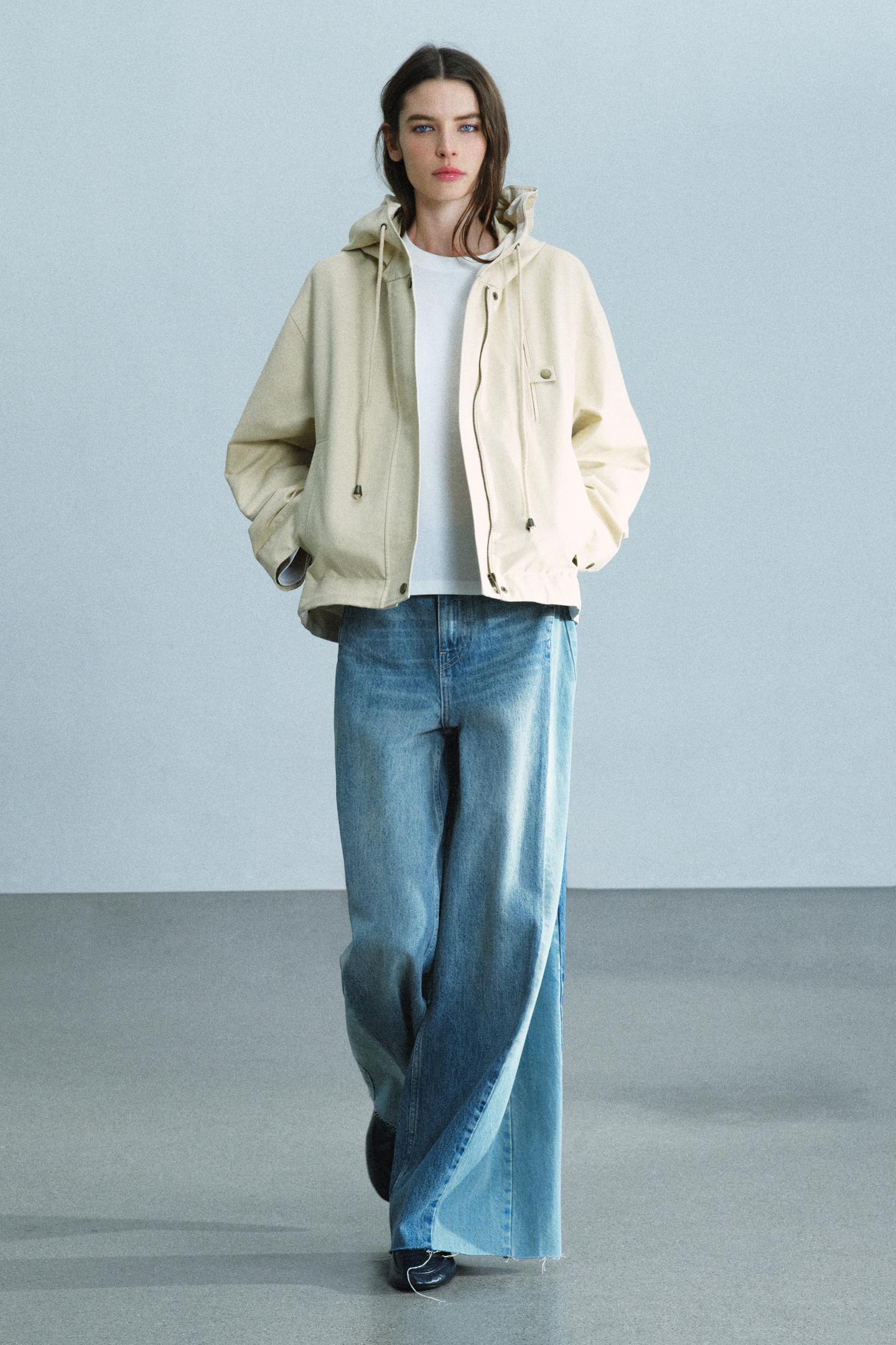 Женские джинсы Zara ZW Collection Mid-Rise Patchwork Wide Leg, цвет: Синий — фото 1