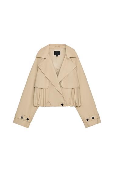 Zara SHORT BALLOON TRENCH COAT - Straw