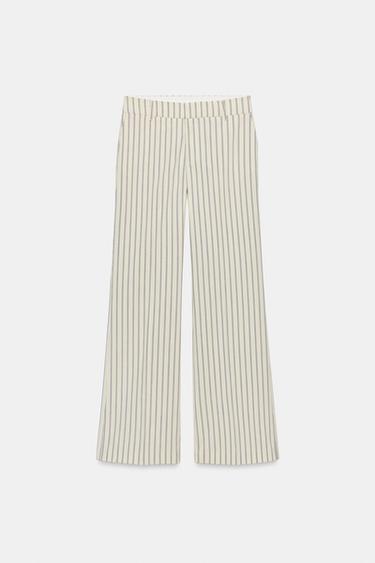 LOW-RISE STRIPED STRAIGHT-LEG TROUSERS - Light yellow by Zara