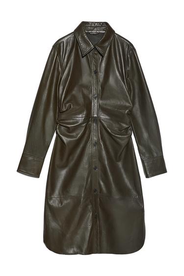 RUCHED LEATHER DRESS
