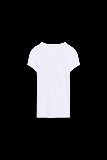 Zara SHORT SLEEVE VISCOSE T-SHIRT - White - Image 0