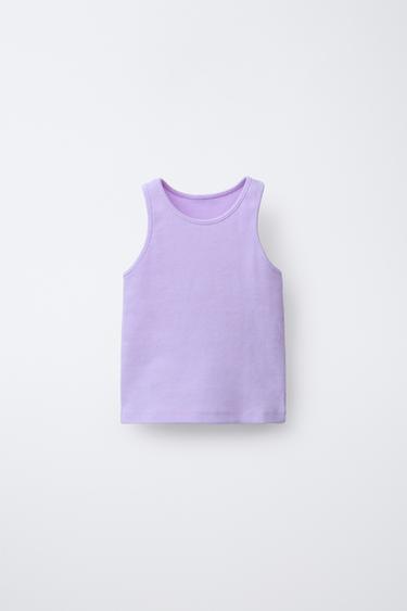 CAMISETA RIB BÁSICA - Lila de Zara