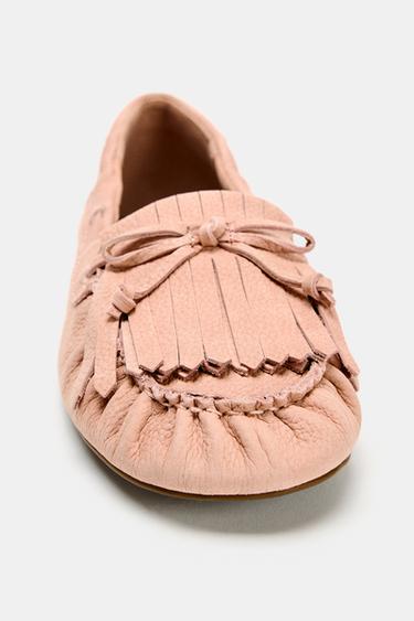 MOCASSINS EN CUIR À FRANGES - Rose de Zara - Image 4